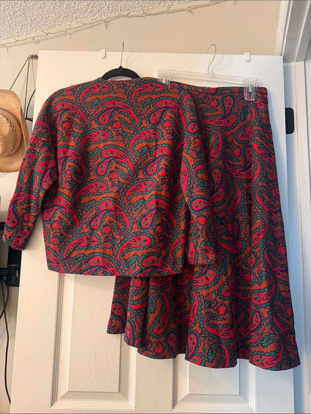 Paisley Two-Piece Red & Green Skirt Set